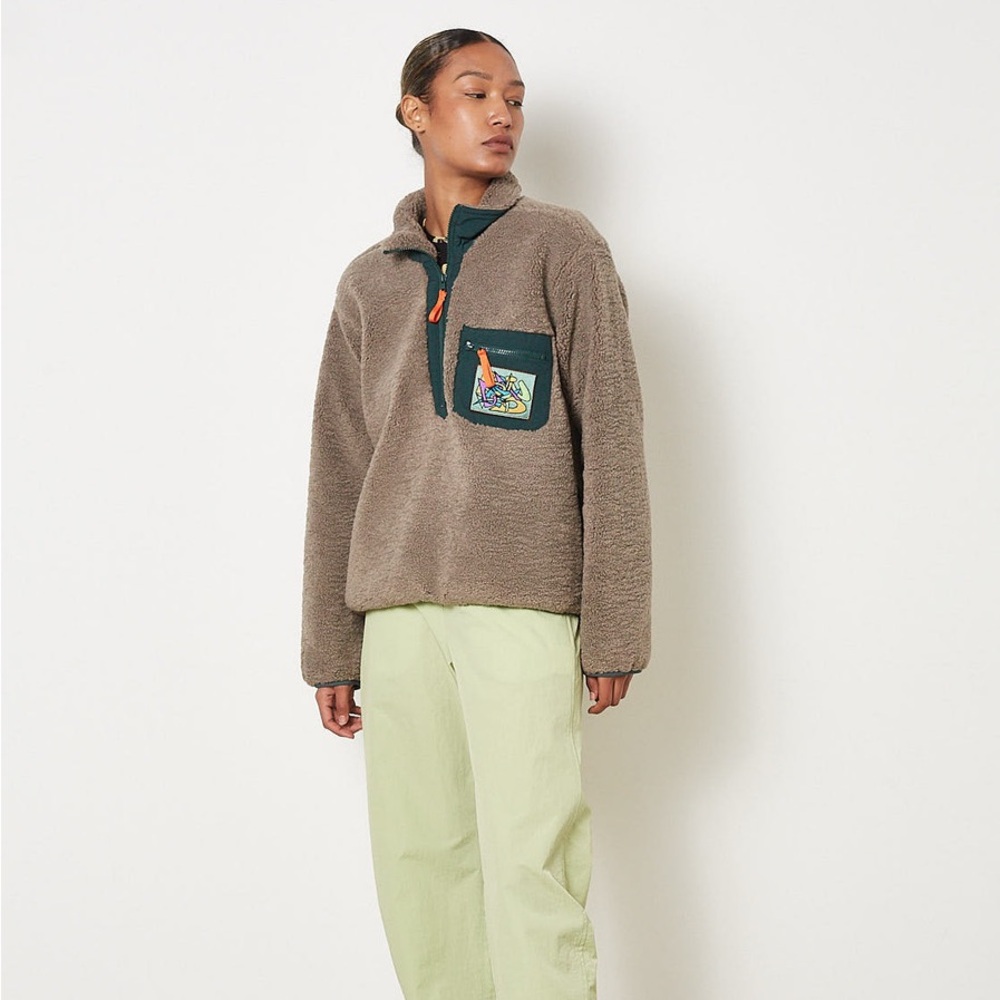 Brain Dead Teddy Sherpa Half Zip Jacket "Nutmeg"